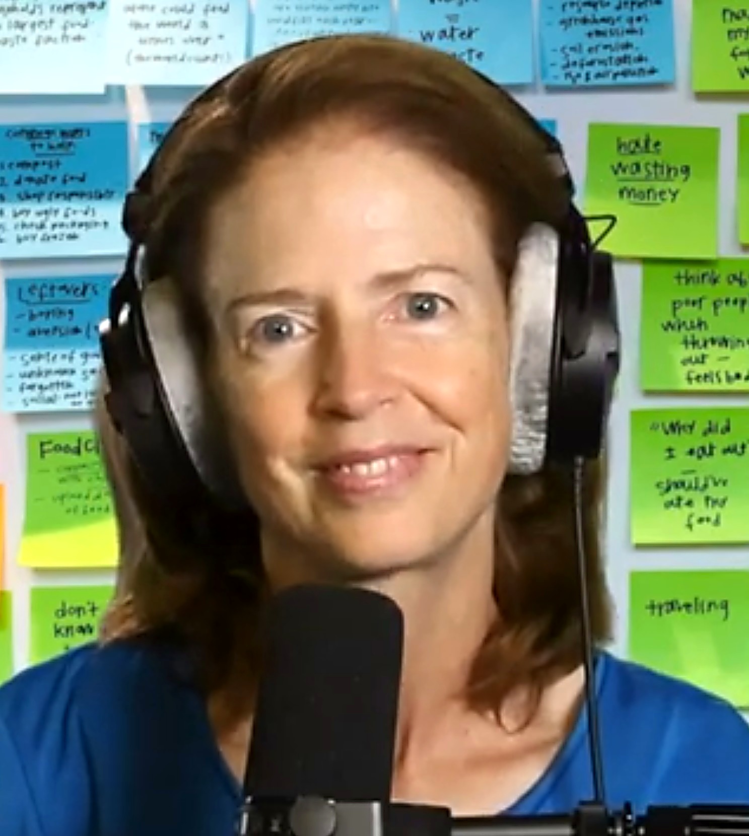 Kelly Fidei, PhD, recording a podcast